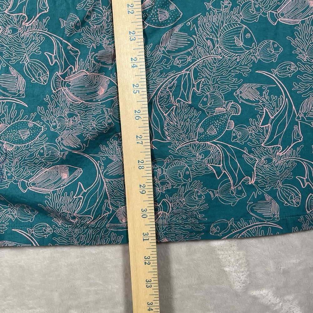 Cooke Street Hawaiian Button Shirt‎ Men's XL Teal Tropical Fish Made in Hawaii - Picture 8 of 8